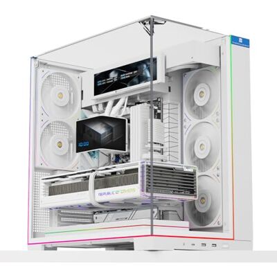 Thermalright A70 Vision Boîtier PC blanc avec écran 9,16" panoramique, tour ATX, prend en charge la carte mère ATX/cartes graphiques de 42 cm, avec barre lumineuse ARGB et gestion Thermalright A70 Vision Boîtier PC blanc avec écran 9,16" panoramique, tour ATX, prend en charge la carte mère ATX/cartes graphiques de 42 cm, avec barre lumineuse ARGB et gestion