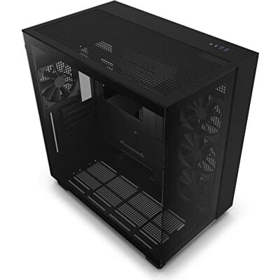 NZXT H9 Flow noir CM-H91FB-01 Boîtier Gaming moyen-tour ATX double chambre Panneau supérieur perforé pour airflow élevé avant et latéral en verre trempé Compatible radiateur 360 mm NZXT H9 Flow noir CM-H91FB-01 Boîtier Gaming moyen-tour ATX double chambre Panneau supérieur perforé pour airflow élevé avant et latéral en verre trempé Compatible radiateur 360 mm
