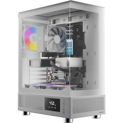GAMDIAS ATLAS E1 WH Boîtier PC de gaming ATX, écran personnalisé avec logiciel, 3 ventilateurs ARGB de 120 mm (2 inversés), écran panoramique en verre trempé, grille d'aération perforée, blanc GAMDIAS ATLAS E1 WH Boîtier PC de gaming ATX, écran personnalisé avec logiciel, 3 ventilateurs ARGB de 120 mm (2 inversés), écran panoramique en verre trempé, grille d'aération perforée, blanc