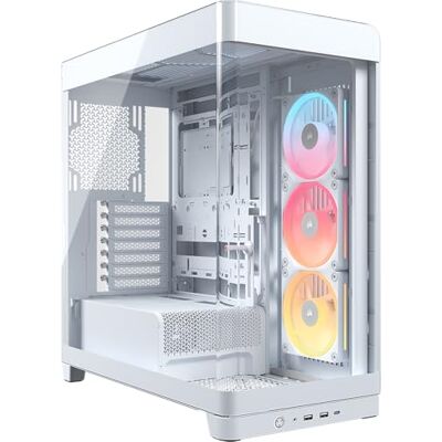 Corsair FRAME 4500X LX-R RGB LINK Boîtier PC moyen-tour en verre panoramique – Système de fixation du ventilateur InfiniRail, Peut accueillir deux radiateurs de 360 mm, 3x LX120R RGB LINK – Blanc Corsair FRAME 4500X LX-R RGB LINK Boîtier PC moyen-tour en verre panoramique – Système de fixation du ventilateur InfiniRail, Peut accueillir deux radiateurs de 360 mm, 3x LX120R RGB LINK – Blanc