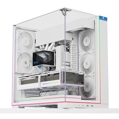 Thermalright A70 ARGB White Boîtier PC en verre trempé panoramique 270° ATX-Mid Tower, prend en charge la carte mère ATX / GPU 420 mm, guide-câble caché, blanc, avec barre lumineuse ARGB Thermalright A70 ARGB White Boîtier PC en verre trempé panoramique 270° ATX-Mid Tower, prend en charge la carte mère ATX / GPU 420 mm, guide-câble caché, blanc, avec barre lumineuse ARGB