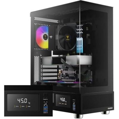 GAMDIAS Boîtier PC ATLAS E1 ATX Mid Tower, moniteur en temps réel, 3 ventilateurs ARGB pré-installés, verre trempé sans couture, aérations latérales à haut débit d'air, noir GAMDIAS Boîtier PC ATLAS E1 ATX Mid Tower, moniteur en temps réel, 3 ventilateurs ARGB pré-installés, verre trempé sans couture, aérations latérales à haut débit d'air, noir