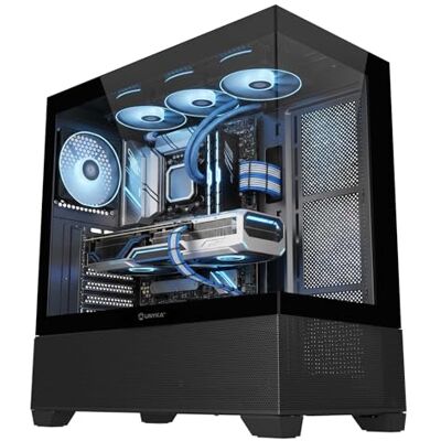 Unykach Boîtier ATX Revelat Black avec capacité pour cartes graphiques jusqu'à 425 mm et refroidissement liquide jusqu'à 360 mm Unykach Boîtier ATX Revelat Black avec capacité pour cartes graphiques jusqu'à 425 mm et refroidissement liquide jusqu'à 360 mm