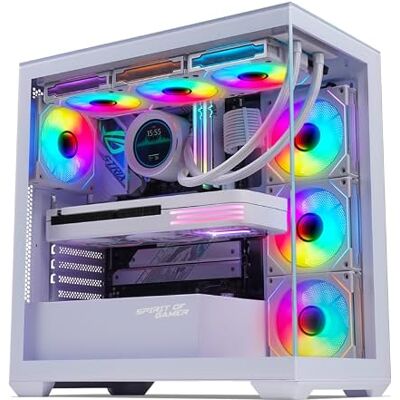 Spirit Of Gamer Spark Artic, boîtier PC, gamer, aquarium, RVB, compatible avec ATX/mATX/mITX, 6 ventilateurs ARGB 120 mm inclus, tour moyenne gaming vide avec façade latérale et face avant en Spirit Of Gamer Spark Artic, boîtier PC, gamer, aquarium, RVB, compatible avec ATX/mATX/mITX, 6 ventilateurs ARGB 120 mm inclus, tour moyenne gaming vide avec façade latérale et face avant en