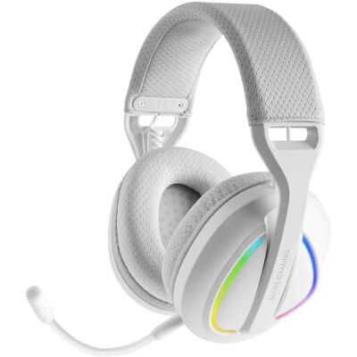 Mars Gaming MHW-Quasar Casque Gaming sans Fil ARGB Flow Tri-Mode 2.4G PRO + Bluetooth 6.0 + Câble, Batterie 40h, Drivers 50mm, Microphone Amovible, Coussinets et Arceau AIR, Blanc Mars Gaming MHW-Quasar Casque Gaming sans Fil ARGB Flow Tri-Mode 2.4G PRO + Bluetooth 6.0 + Câble, Batterie 40h, Drivers 50mm, Microphone Amovible, Coussinets et Arceau AIR, Blanc