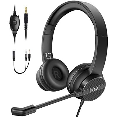EKSA H12 Casque Micro PC avec Bouton de Muet, Contrôle du Volume, Idéal pour Réunion, Visioconférence, Télétravail, Bureau, Centre d'Appels, Skype, Zoom EKSA H12 Casque Micro PC avec Bouton de Muet, Contrôle du Volume, Idéal pour Réunion, Visioconférence, Télétravail, Bureau, Centre d'Appels, Skype, Zoom