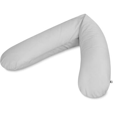 Julius Zöllner Coussin d'allaitement, coussin de grossesse, coussin de positionnement, rembourrage en flocons particulièrement agréable et souple, coton, environ 180 cm, argent uni Julius Zöllner Coussin d'allaitement, coussin de grossesse, coussin de positionnement, rembourrage en flocons particulièrement agréable et souple, coton, environ 180 cm, argent uni