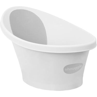 Shnuggle Baignoire pour nouveau-né Support intégré et dossier souple Convient dès la naissance Support de siège de bain avec bouchon Blanc avec dossier gris Shnuggle Baignoire pour nouveau-né Support intégré et dossier souple Convient dès la naissance Support de siège de bain avec bouchon Blanc avec dossier gris