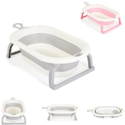 Cangaroo Baignoire pliable pour bébé Terra avec thermomètre numérique 87 cm de long, évacuation de l'eau, couleur : gris Cangaroo Baignoire pliable pour bébé Terra avec thermomètre numérique 87 cm de long, évacuation de l'eau, couleur : gris