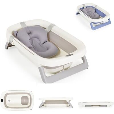 Cangaroo Kangourou Baignoire bébé Morea 81 cm, pliable, thermomètre intégré, coussin de bain, couleur : gris Cangaroo Kangourou Baignoire bébé Morea 81 cm, pliable, thermomètre intégré, coussin de bain, couleur : gris