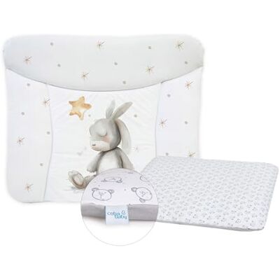 Ceba Baby ® Matelas à langer, 75 x 72 cm, doux, avec housse en coton amovible, imperméable, lavable, pour garçons et filles, certifié Oeko-Tex® Standard 100, fabriqué en UE Ceba Baby ® Matelas à langer, 75 x 72 cm, doux, avec housse en coton amovible, imperméable, lavable, pour garçons et filles, certifié Oeko-Tex® Standard 100, fabriqué en UE