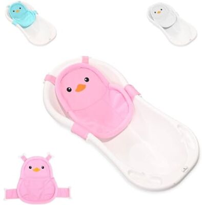 Lorelli Filet de bain pour bébé pingouin, clips en plastique, filet de baignoire, dès la naissance, couleur : rose Lorelli Filet de bain pour bébé pingouin, clips en plastique, filet de baignoire, dès la naissance, couleur : rose