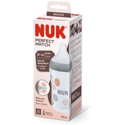 NUK Perfect Match Biberon, 150 ml, à partir de 0 mois, gris, 1 pièce NUK Perfect Match Biberon, 150 ml, à partir de 0 mois, gris, 1 pièce