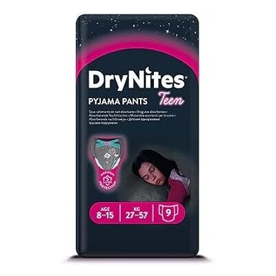HUGGIES DryNites Lot de 9 culottes pour fille (très absorbantes 8-15 ans) HUGGIES DryNites Lot de 9 culottes pour fille (très absorbantes 8-15 ans)