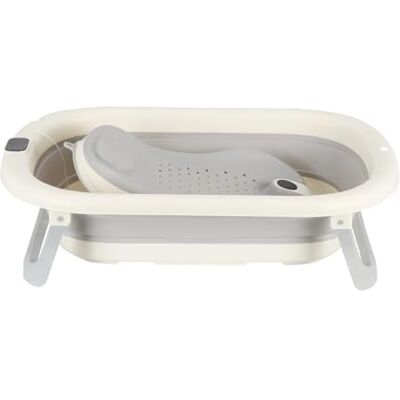 XANNI Baignoire Bébé Pliable avec Thermomètre Intégré, Baignoire Portable pour Bébés et Enfants de 0 à 24 Mois, Trous de Drainage XANNI Baignoire Bébé Pliable avec Thermomètre Intégré, Baignoire Portable pour Bébés et Enfants de 0 à 24 Mois, Trous de Drainage