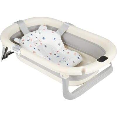 homewell Baignoire pour bébé, pliable, portable, article essentiel avec rembourrage doux et thermomètre de bain, pour nouveau-né et tout-petit, pour 0 à 24 mois homewell Baignoire pour bébé, pliable, portable, article essentiel avec rembourrage doux et thermomètre de bain, pour nouveau-né et tout-petit, pour 0 à 24 mois