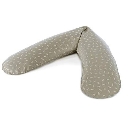 Theraline Le coussin de grossesse et d'allaitement original 190 cm – Coussin de positionnement latéral perles – Avec housse de coussin d'allaitement motif danse des feuilles taupe Theraline Le coussin de grossesse et d'allaitement original 190 cm – Coussin de positionnement latéral perles – Avec housse de coussin d'allaitement motif danse des feuilles taupe