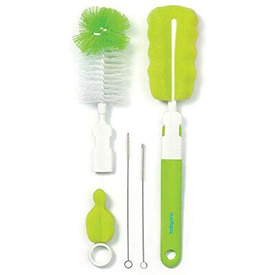 Babyono Brosses pour biberons et tétines avec poignée amovible Vert Babyono Brosses pour biberons et tétines avec poignée amovible Vert