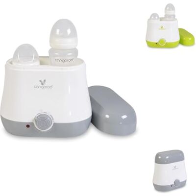 Cangaroo chauffe-biberon BabyDuo, 2 bouteilles stérilisation des petites pièces, coloris:gris Cangaroo chauffe-biberon BabyDuo, 2 bouteilles stérilisation des petites pièces, coloris:gris