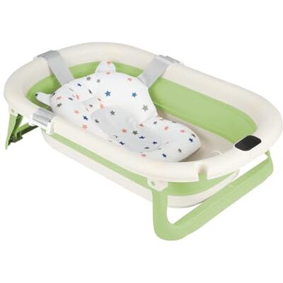 homewell Baignoire pour bébé, pliable, portable, article essentiel avec rembourrage doux et thermomètre de bain, pour nouveau-né et tout-petit, pour 0 à 24 mois homewell Baignoire pour bébé, pliable, portable, article essentiel avec rembourrage doux et thermomètre de bain, pour nouveau-né et tout-petit, pour 0 à 24 mois