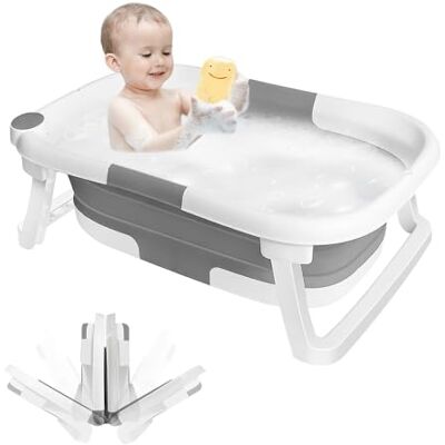 Willonin Baignoire Bébé Pliable, Baignoire Bebe Pliable Coussin, La Baignoire Enfant Convient aux Nouveau Nés aux Tout Petits-63 * 43 * 20cm,gris Willonin Baignoire Bébé Pliable, Baignoire Bebe Pliable Coussin, La Baignoire Enfant Convient aux Nouveau Nés aux Tout Petits-63 * 43 * 20cm,gris