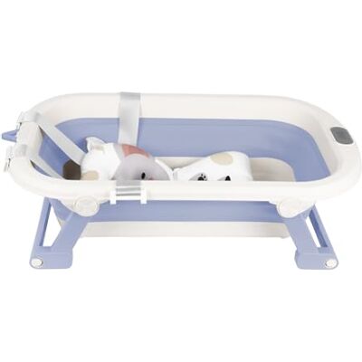 Willonin Baignoire Bébé Pliable Avec Transat De Bain Pour Bebe & Thermomètre Intégré, Baignoire Enfant Avec Siege De Bain Pour Bebe, baignoire Bebe Sur Pied,Canard jaune gratuit-BLEU Willonin Baignoire Bébé Pliable Avec Transat De Bain Pour Bebe & Thermomètre Intégré, Baignoire Enfant Avec Siege De Bain Pour Bebe, baignoire Bebe Sur Pied,Canard jaune gratuit-BLEU