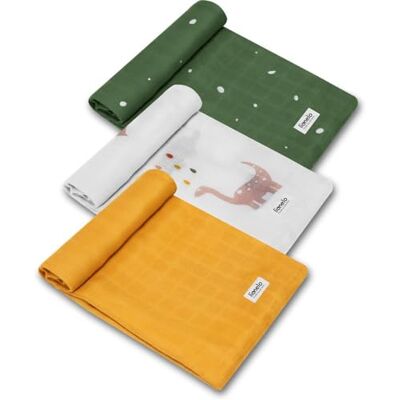 Lionelo Bamboo Box Lot de 3 Langes Bébé 70x70 cm 100% Bambou Naturel Ultra Doux et Respirant Multi-Usages : Lange, Couverture, Doudou, Serviette Thermorégulateur, Lavable Set Dino Lionelo Bamboo Box Lot de 3 Langes Bébé 70x70 cm 100% Bambou Naturel Ultra Doux et Respirant Multi-Usages : Lange, Couverture, Doudou, Serviette Thermorégulateur, Lavable Set Dino
