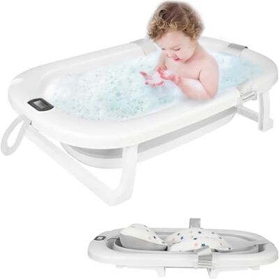 LANTUS XXL Baignoire Pliable Bébé avec Thermomètre à eau, baignoire bebe pliable pour les bébés de 0 à 6 ans,80 * 50 * 23-Gris LANTUS XXL Baignoire Pliable Bébé avec Thermomètre à eau, baignoire bebe pliable pour les bébés de 0 à 6 ans,80 * 50 * 23-Gris