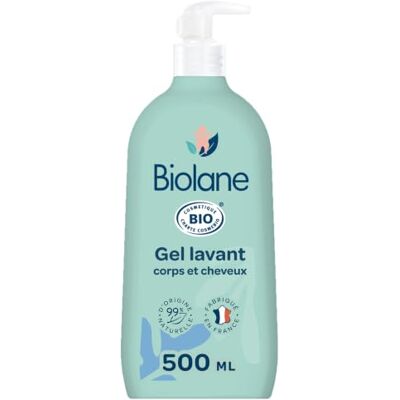 Biolane Gel lavant 2 en 1 BIO Nettoie en douceur le corps et les cheveux de bébé 500 ml, L'emballage peut varier Biolane Gel lavant 2 en 1 BIO Nettoie en douceur le corps et les cheveux de bébé 500 ml, L'emballage peut varier