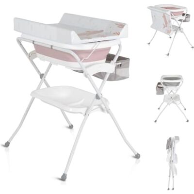 Cangaroo Baignoire à langer Como 2 en 1, pliable, avec compartiment pour accessoires, couleur : rose Cangaroo Baignoire à langer Como 2 en 1, pliable, avec compartiment pour accessoires, couleur : rose