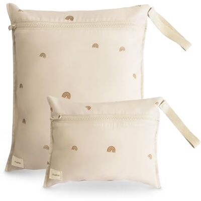 mushie Lot de 2 sacs humides résistants à l'eau Grand et petit sac de rangement réutilisable pour articles de bébé et voyage Poches à fermeture éclair avec poignée Lavable en machine, mushie Lot de 2 sacs humides résistants à l'eau Grand et petit sac de rangement réutilisable pour articles de bébé et voyage Poches à fermeture éclair avec poignée Lavable en machine,