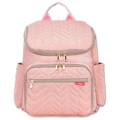 SONARIN Sac à langer léger et spacieux, sac à dos imperméable pour voyage, sac à langer pour maman avec matelas à langer, Rose + or SONARIN Sac à langer léger et spacieux, sac à dos imperméable pour voyage, sac à langer pour maman avec matelas à langer, Rose + or