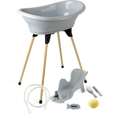 Thermobaby Pack Bain Bébé Vasco 7 en 1 Gris Baignoire + Pied + Vidange + Transat de bain réglable + Thermomètre + Eponge + Brosse et peigne Fabriqué en France Thermobaby Pack Bain Bébé Vasco 7 en 1 Gris Baignoire + Pied + Vidange + Transat de bain réglable + Thermomètre + Eponge + Brosse et peigne Fabriqué en France