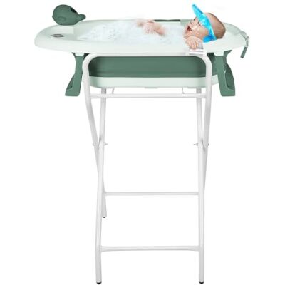LANTUS Baignoire Bébé Pliable Sur Pied – Grande Baignoire Xxl Avec Support/Siège Et Kit De Drainage – Bassine Bébé De La Naissance À 3 Ans Cadeau Bébé–(Style 5) 81,5 x 48 x 21 cm Vert LANTUS Baignoire Bébé Pliable Sur Pied – Grande Baignoire Xxl Avec Support/Siège Et Kit De Drainage – Bassine Bébé De La Naissance À 3 Ans Cadeau Bébé–(Style 5) 81,5 x 48 x 21 cm Vert