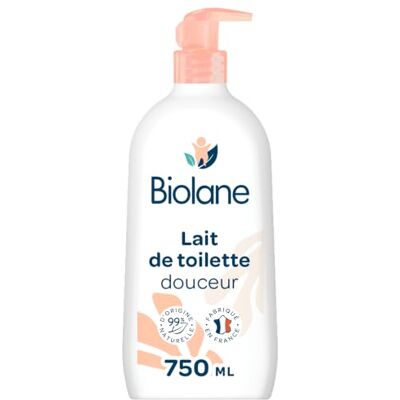 Biolane Lait de toilette 750ml Bébé Nouveau Packaging Nettoie Visage, Corps et Siège Sans Rinçage Doux et Apaisant 99% d'origine naturelle Fabriqué en France Biolane Lait de toilette 750ml Bébé Nouveau Packaging Nettoie Visage, Corps et Siège Sans Rinçage Doux et Apaisant 99% d'origine naturelle Fabriqué en France