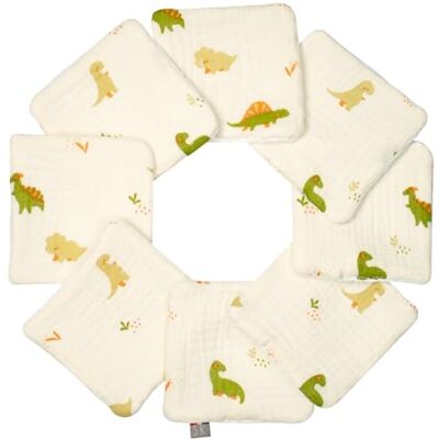 Sevira Kids Lingettes bébé lavables 8 pièces, Dino Made in France Sevira Kids Lingettes bébé lavables 8 pièces, Dino Made in France