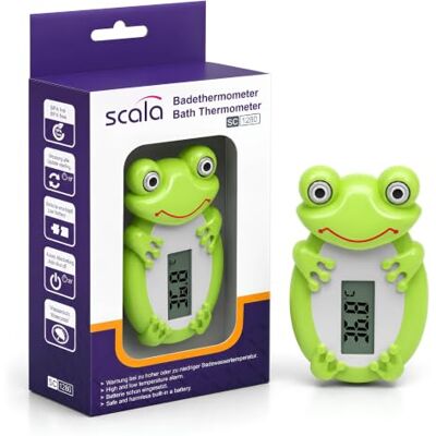 scala SC 1280 Thermomètre de bain numérique grenouille Mesure rapidement et en toute sécurité la température de l'eau du bain pour les bébés et les tout-petits. scala SC 1280 Thermomètre de bain numérique grenouille Mesure rapidement et en toute sécurité la température de l'eau du bain pour les bébés et les tout-petits.