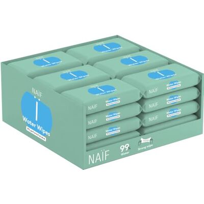 Naïf lingettes humides sans plastique 1296 pièces (24 x 54 lingettes humides) soin des fesses, du corps et du visage de bébé 99% d'eau 0% de parfum et d'alcool Naïf lingettes humides sans plastique 1296 pièces (24 x 54 lingettes humides) soin des fesses, du corps et du visage de bébé 99% d'eau 0% de parfum et d'alcool