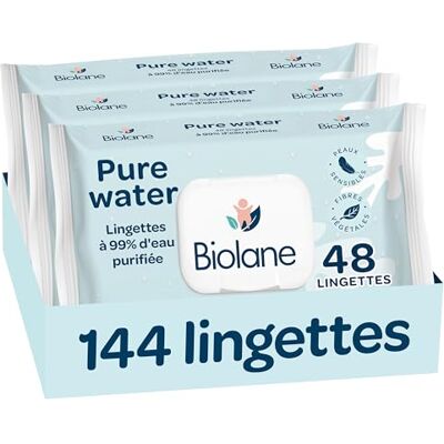Biolane Lingettes nettoyantes Pure Water Bébé Lot de 3x48 (144 Lingettes) A l'eau Purifiée Nettoie et protège Corps et siège Peaux Sensibles Dès la naissance Fabriqué en France Biolane Lingettes nettoyantes Pure Water Bébé Lot de 3x48 (144 Lingettes) A l'eau Purifiée Nettoie et protège Corps et siège Peaux Sensibles Dès la naissance Fabriqué en France