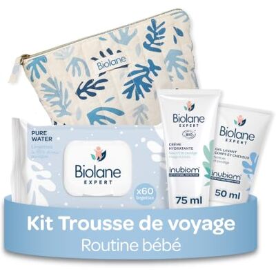 Biolane Kit Takeway Lingettes Pure Water x60 Gel lavant Corps et Cheveux Crème Hydratante Dès la naissance Inclut une trousse de toilette Fabriqué en France Biolane Kit Takeway Lingettes Pure Water x60 Gel lavant Corps et Cheveux Crème Hydratante Dès la naissance Inclut une trousse de toilette Fabriqué en France