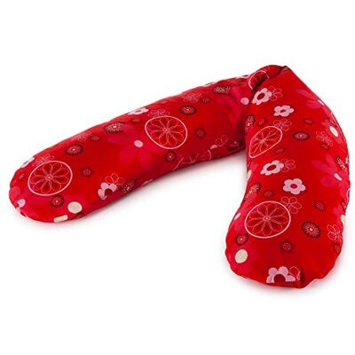 Theraline Microperles Coussin d'allaitement et de rangement avec housse de protection, rouge Theraline Microperles Coussin d'allaitement et de rangement avec housse de protection, rouge
