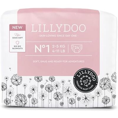 LILLYDOO Couches Bébé Hypoallergéniques, Taille 1 (2-5 kg), 24 pièces, Ultra Douces et Absorbantes, sans Parfum et Lotion pour les peaux sensibles, Testées dermatologiquement LILLYDOO Couches Bébé Hypoallergéniques, Taille 1 (2-5 kg), 24 pièces, Ultra Douces et Absorbantes, sans Parfum et Lotion pour les peaux sensibles, Testées dermatologiquement