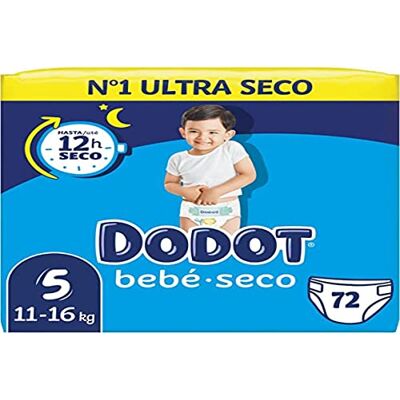 DODOT Bébé Sec Couches Taille 5, Couches, 11kg-16kg, Bébé Sec Garantit Jusqu'à 12 Heures Sèche DODOT Bébé Sec Couches Taille 5, Couches, 11kg-16kg, Bébé Sec Garantit Jusqu'à 12 Heures Sèche