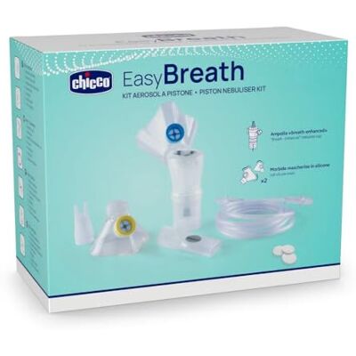 Chicco Easy Breath Kit pour aérosol, composé d'un masque pédiatrique et d'un masque pour adultes, ampoule Breath Enhanced, un tube d'air, une buse et une pince nasale, des filtres de rechange, 0 m + Chicco Easy Breath Kit pour aérosol, composé d'un masque pédiatrique et d'un masque pour adultes, ampoule Breath Enhanced, un tube d'air, une buse et une pince nasale, des filtres de rechange, 0 m +