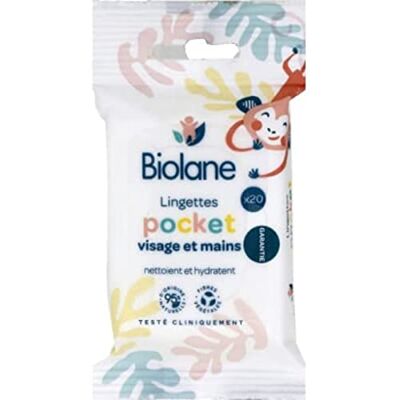 Biolane Lingettes pocket visage et mains le paquet de 20 Biolane Lingettes pocket visage et mains le paquet de 20
