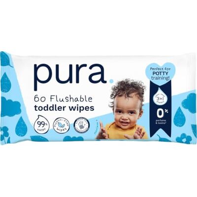 Pura Lingettes jetables pour bébé – 1 paquet (60 lingettes) 100% sans plastique, 99% d'eau, adaptées aux peaux sensibles et sujettes à l'eczéma, aux nouveau-nés et aux tout-petits, Pura Lingettes jetables pour bébé – 1 paquet (60 lingettes) 100% sans plastique, 99% d'eau, adaptées aux peaux sensibles et sujettes à l'eczéma, aux nouveau-nés et aux tout-petits,