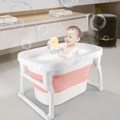 homewell Baignoire Bébé Pliable, Baignoire Bebe avec Petit Tabouret, Baignoire de Voyage Portable, Idéal pour bébés et enfants de 6 à 24 mois Newborn Essentials homewell Baignoire Bébé Pliable, Baignoire Bebe avec Petit Tabouret, Baignoire de Voyage Portable, Idéal pour bébés et enfants de 6 à 24 mois Newborn Essentials