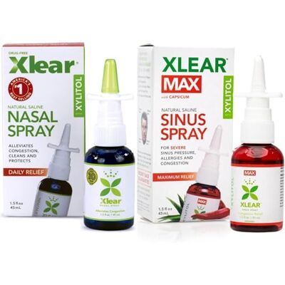 Xlear Natural Xylitol Nasal Spray, Regular and Max Bundle, Stronger, Fast Acting Formula with Capsicum, 1.5 fl oz (Pack of 2) Xlear Natural Xylitol Nasal Spray, Regular and Max Bundle, Stronger, Fast Acting Formula with Capsicum, 1.5 fl oz (Pack of 2)