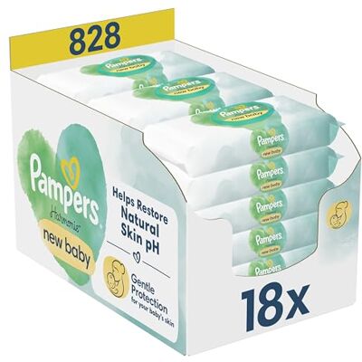 Pampers Harmonie New Baby Lot de 18 paquets de 46 lingettes humides = 828 lingettes humides qui aident à restaurer le pH naturel de la peau Pampers Harmonie New Baby Lot de 18 paquets de 46 lingettes humides = 828 lingettes humides qui aident à restaurer le pH naturel de la peau