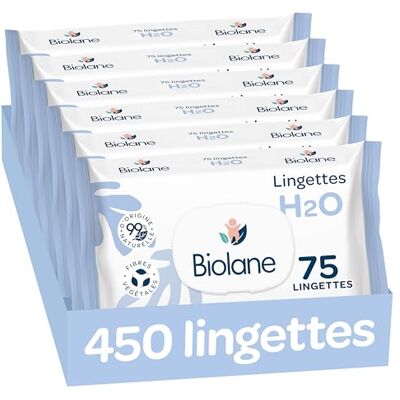 Biolane Lingettes bébé à l'eau 450 Lingettes Lot de 6x75 Nettoyage doux et efficace Dès la naissance Qualité Française Biolane Lingettes bébé à l'eau 450 Lingettes Lot de 6x75 Nettoyage doux et efficace Dès la naissance Qualité Française